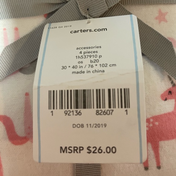 NWT Carters 4 Pack Girls Receiving Blankets Unicorn - Picture 3 of 4